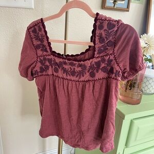 Embroidered Mauve Blouse